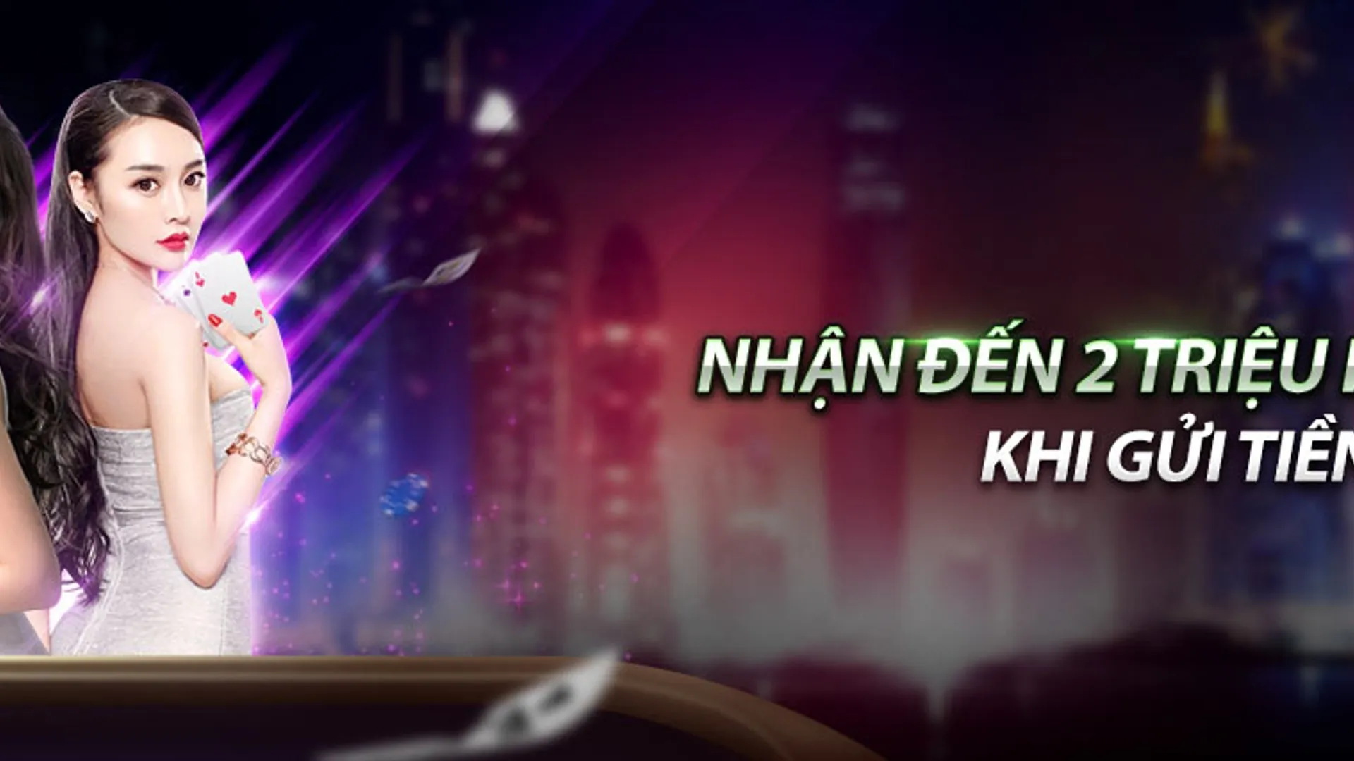 Hình ảnh sòng bạc mega casino sang trọng với ánh đèn neon và không khí sôi động